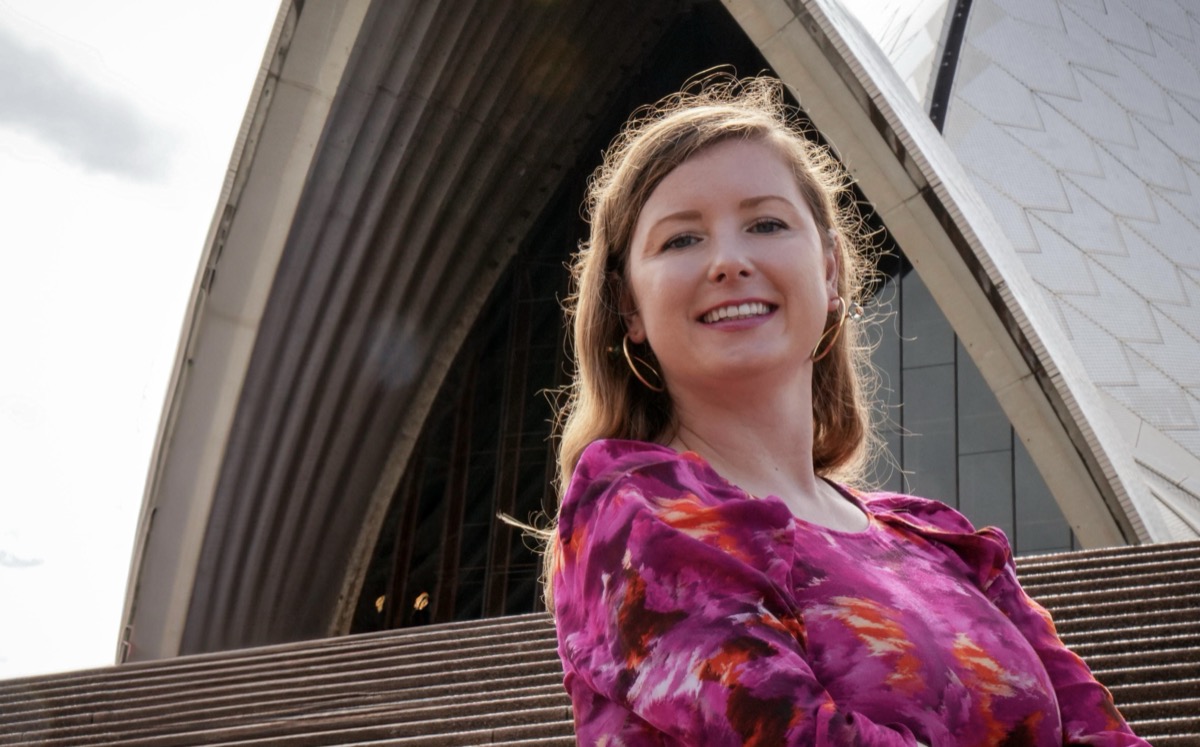 Dorota Martinez, founder of Nearo, on the steps of the Sydney Opera House